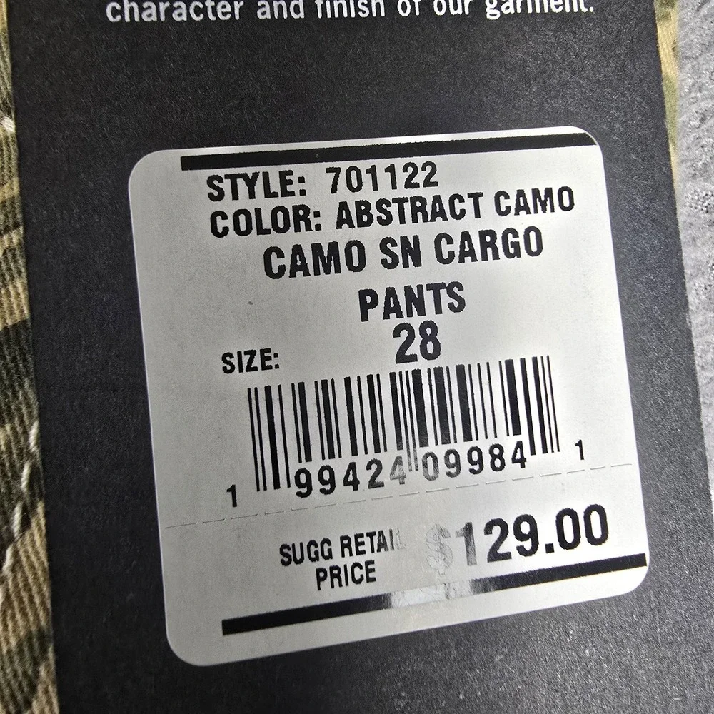 True Religion Cargo Pants Mens 28x31 Green Abstract Camo SN Straight Leg Utility